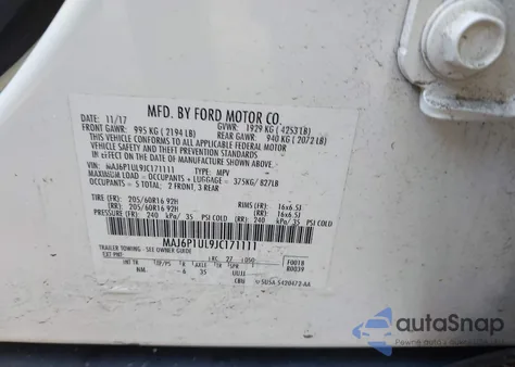 2018 Ford Ecosport Se from USA, damaged, VIN MAJ6P1UL9JC171111